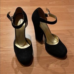 Nine West Black Suede Heels with Ankle Strap